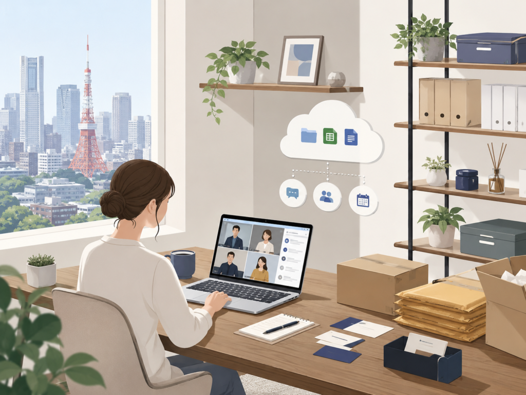 オンライン中心で働くフリーランスや小規模事業者のイメージ