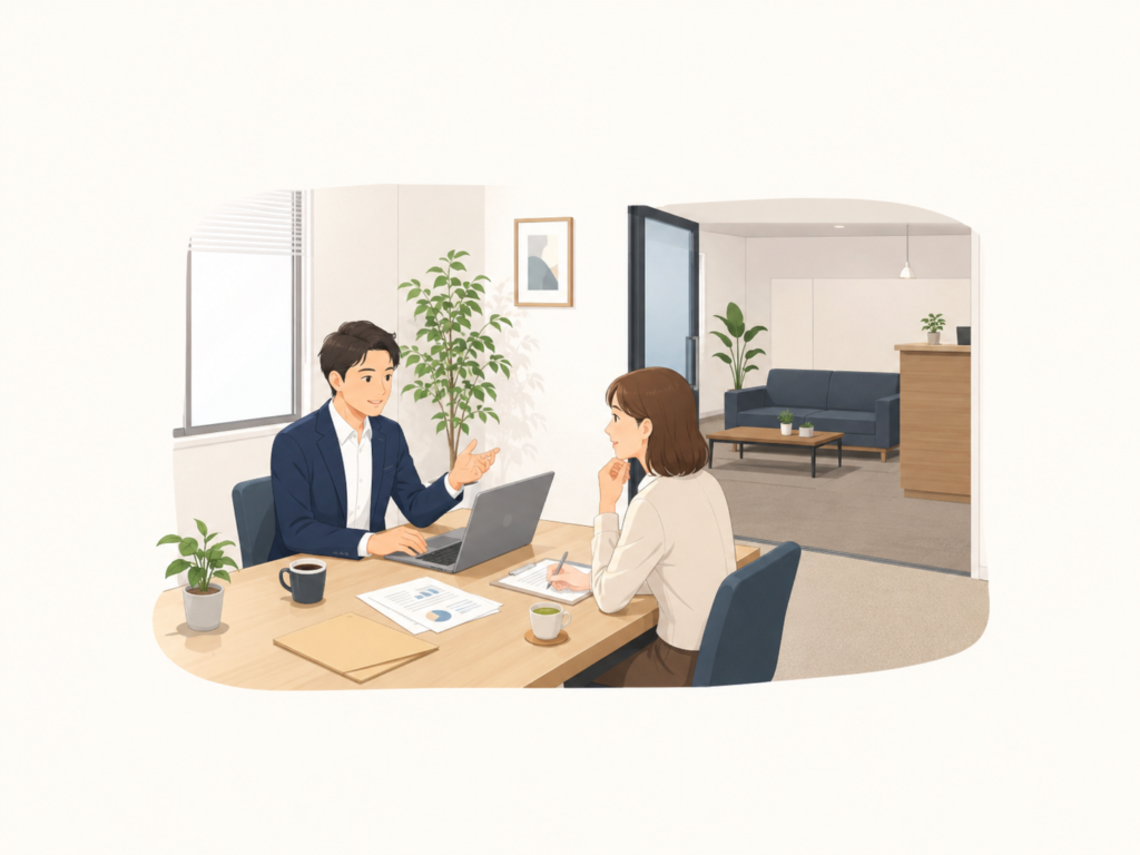 会議室で打ち合わせできるバーチャルオフィス拠点のイメージ