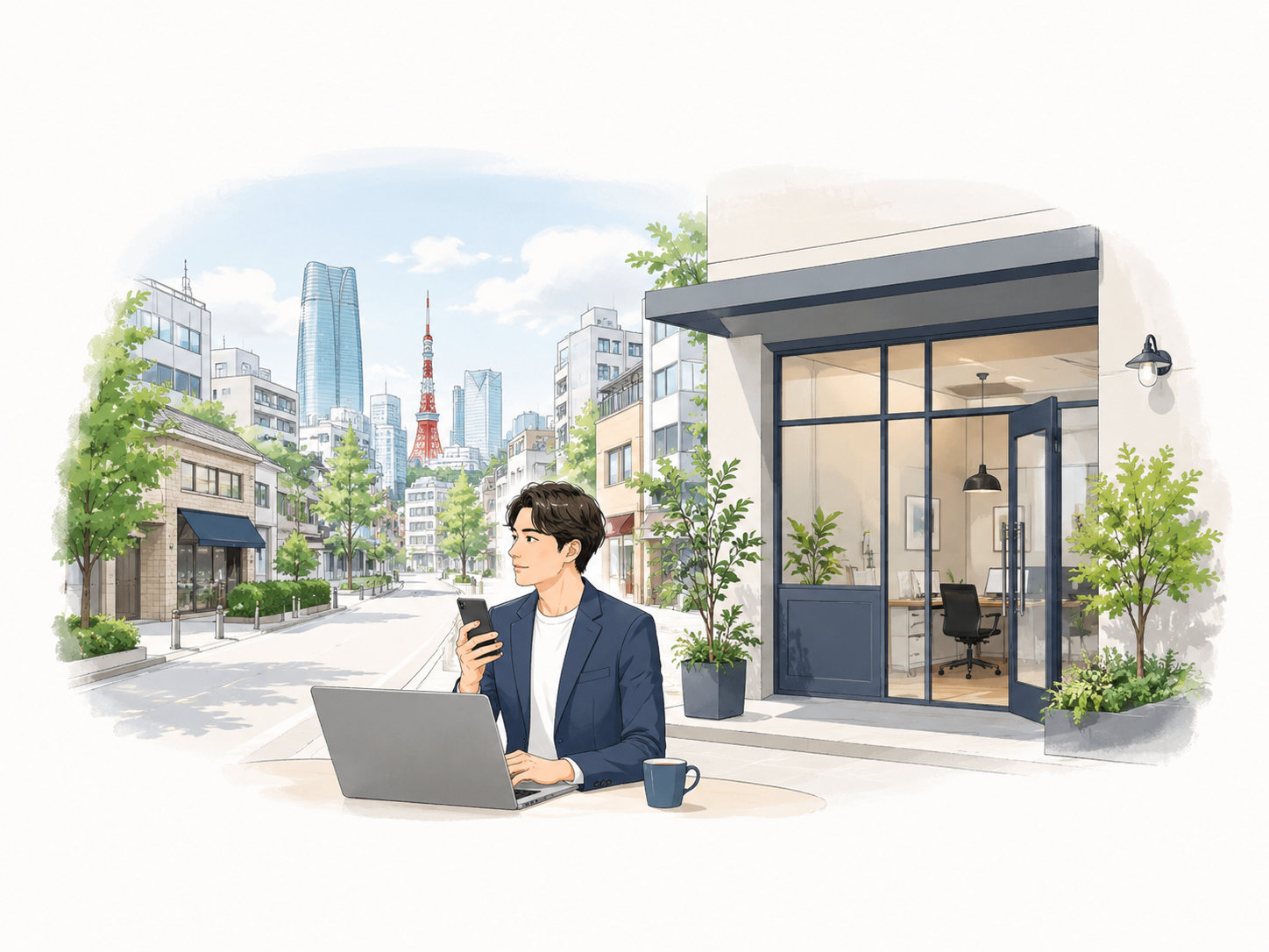 麻布十番周辺でバーチャルオフィスを検討する事業者のイメージ