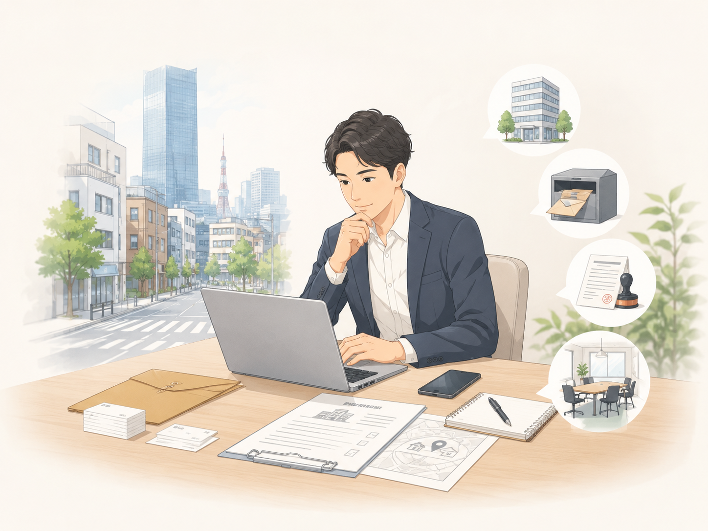 麻布十番周辺で信用できるバーチャルオフィスを検討する事業者のイメージ