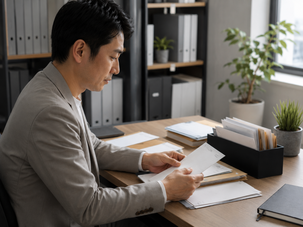 バーチャルオフィスの運営会社情報や契約条件を確認しているイメージ