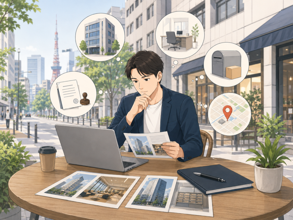 麻布十番周辺で法人登記住所を検討しているフリーランスのイメージ