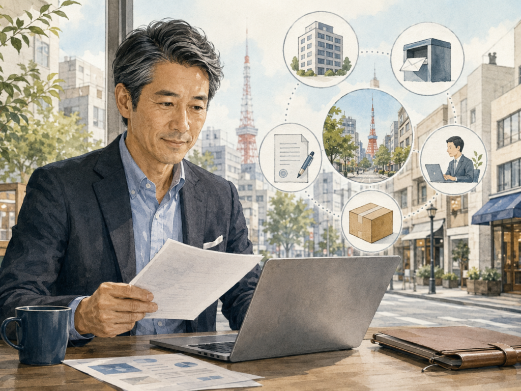 麻布十番周辺で起業時の事業用住所を検討しているイメージ